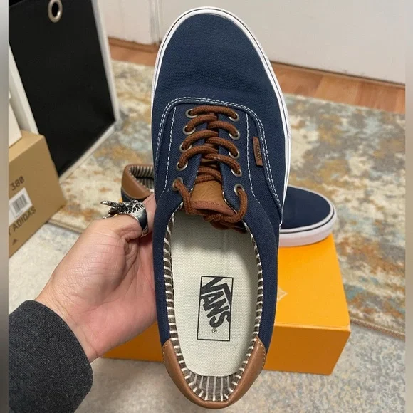 EUC Men’s Size 9 (Euro Sz 42) Vans Era 58 C& L Lace-up Sneakers In Navy/White - Picture 10 of 13